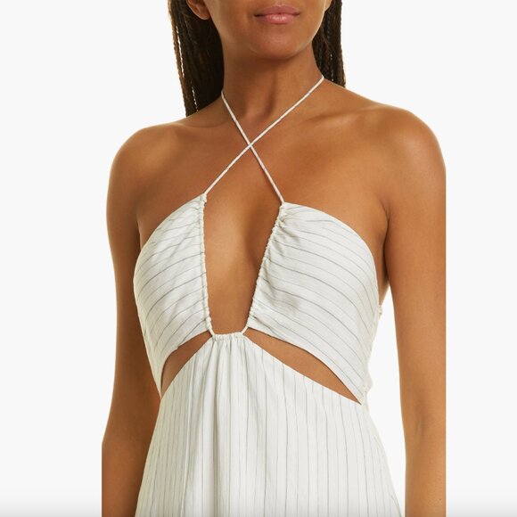 Rebecca Taylor Rumpled Stripe Halter Dress Size US 0 - Picture 7 of 8